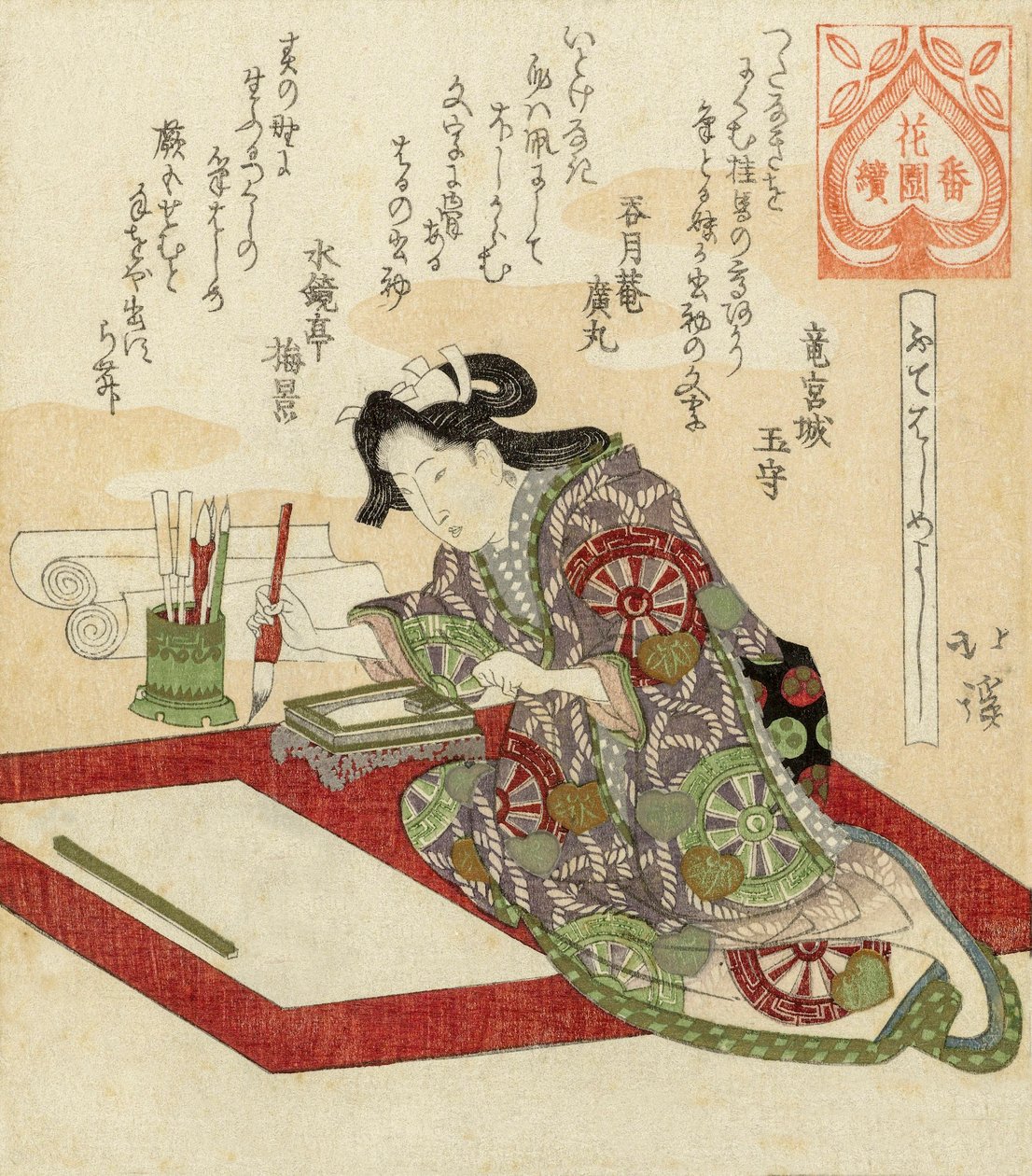Japán surimono fametszet, Totoya Hokkei. alkotó: Toyota Hokkei