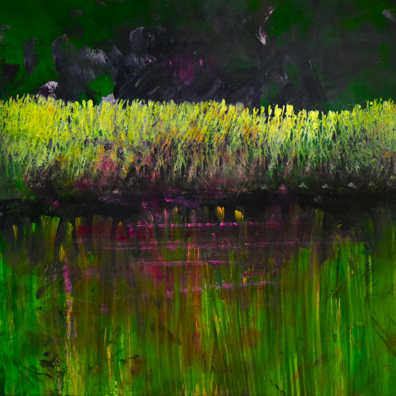 Marsh- Nocturne, 2017 (olaj, panel) alkotó: Tracy Lambros