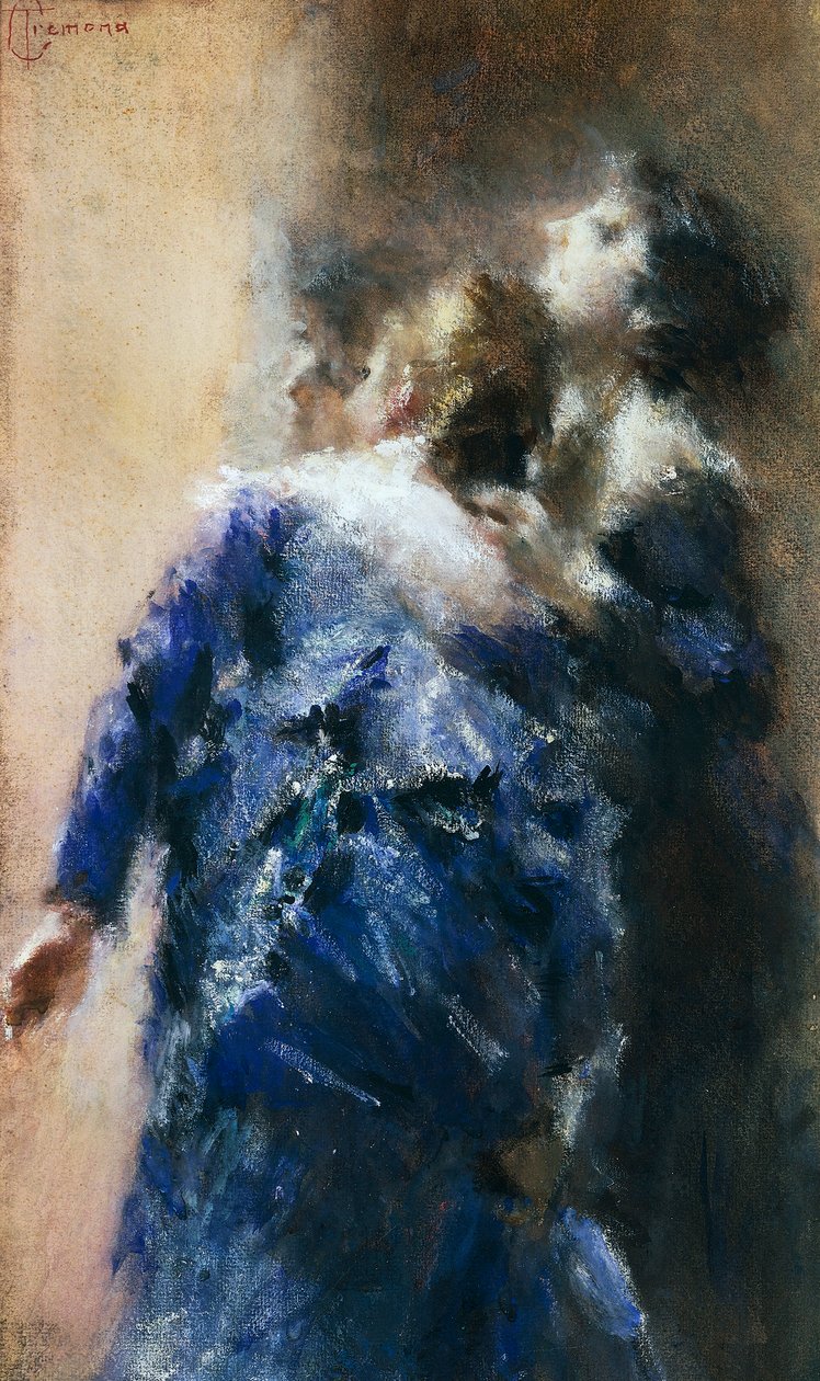 A kíváncsi hölgyek, Tranquillo Cremona (1837-1878), akvarell, papír, 50x32 cm. alkotó: Tranquillo Cremona