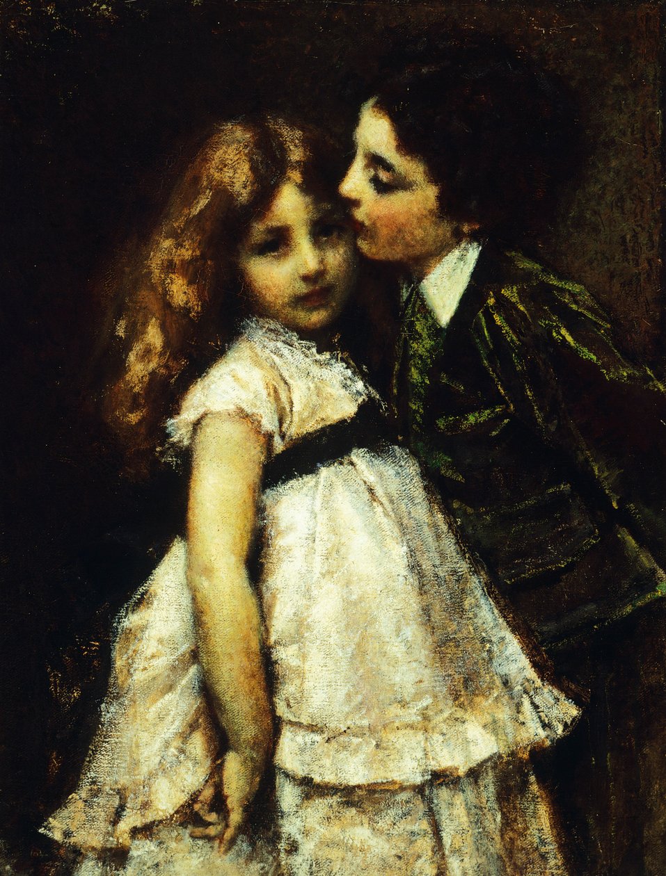 Tranquillo Cremona két unokatestvére (1837-1878), olaj, vászon, 86x65 cm alkotó: Tranquillo Cremona
