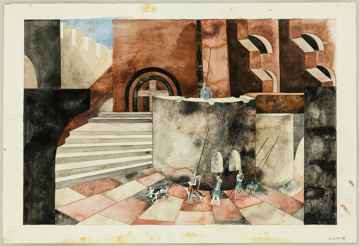 Friedrich Hebbel Tragedy Die Nibelungen színpadi terve, 1934 körül. alkotó: Traugott Müller