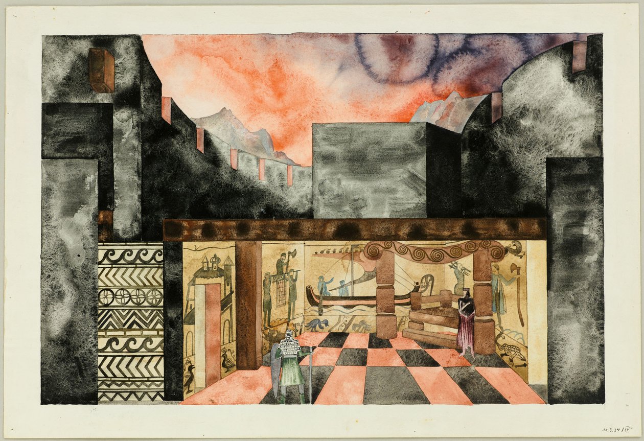 Friedrich Hebbel Tragedy Die Nibelungen színpadi terve, 1934 körül. alkotó: Traugott Müller