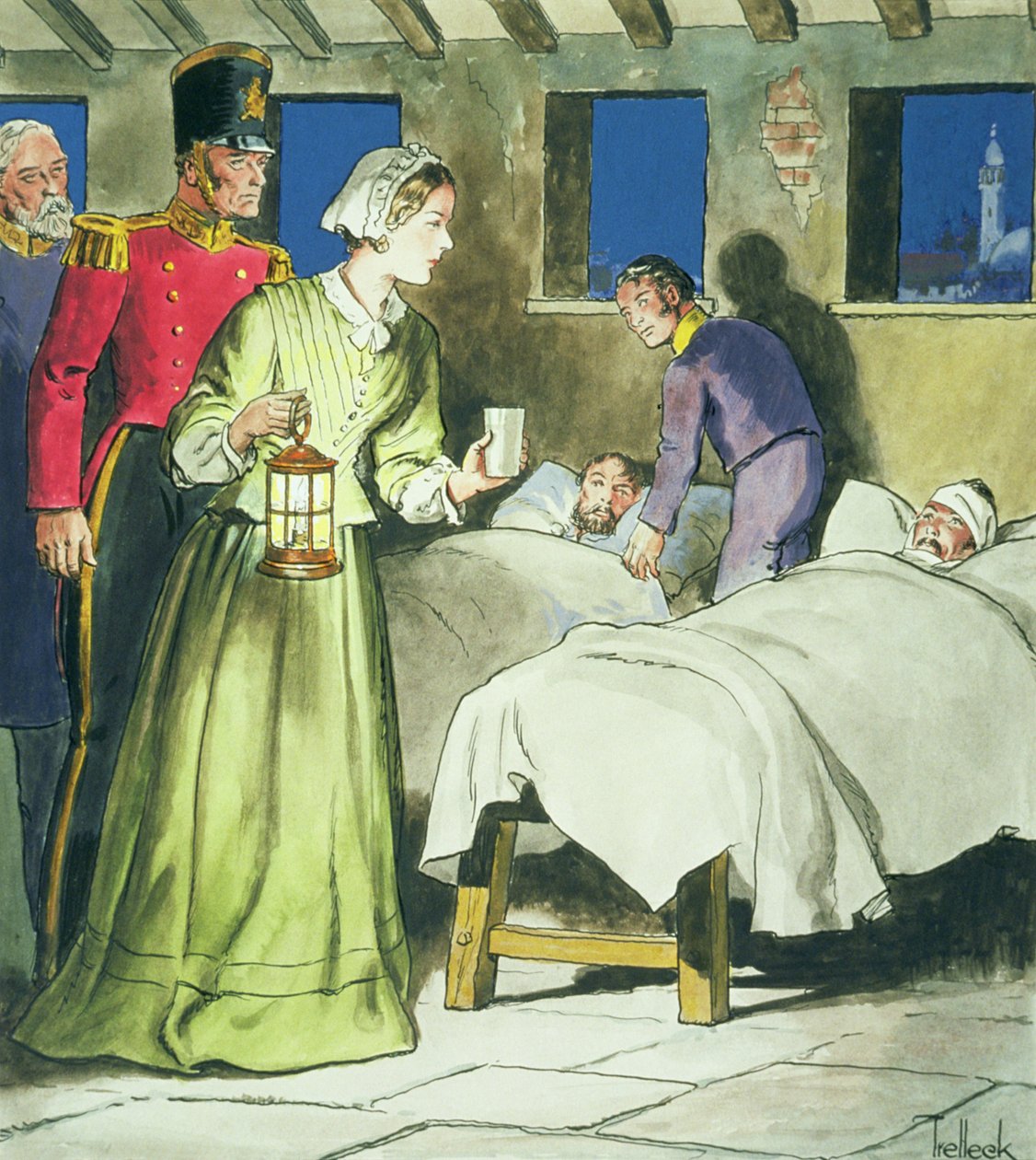 Florence Nightingale (1820-1910) a „Kukucskál a múltba”, 1900 körül jelent meg alkotó: Trelleek