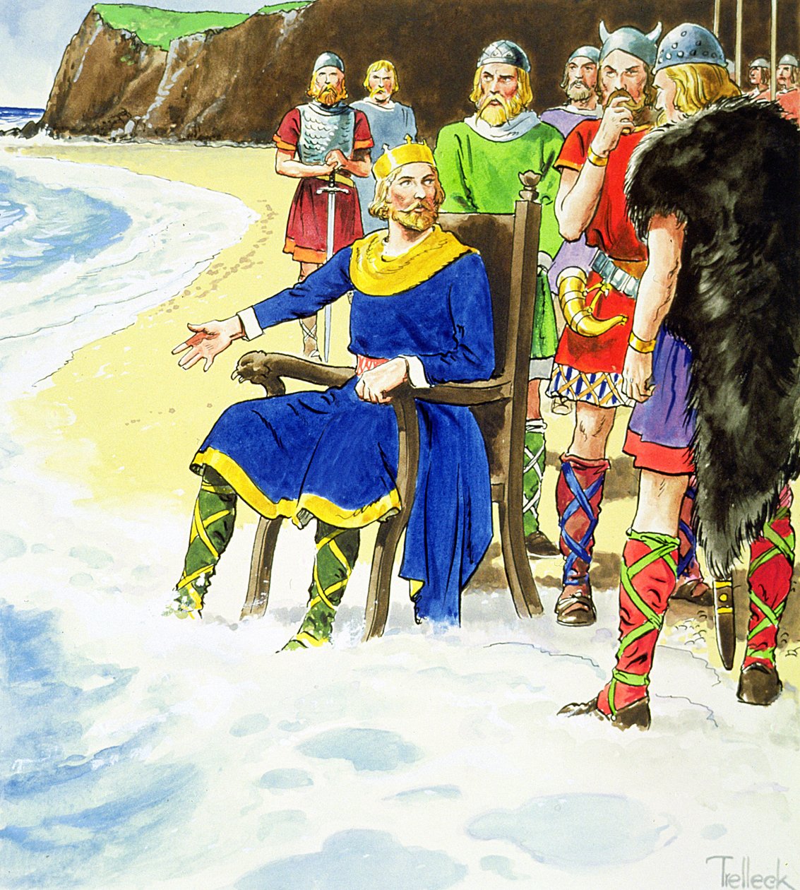 King Canute (kb. 995-1035) a "Kukucskál a múltba" c. 1900 körül alkotó: Trelleek