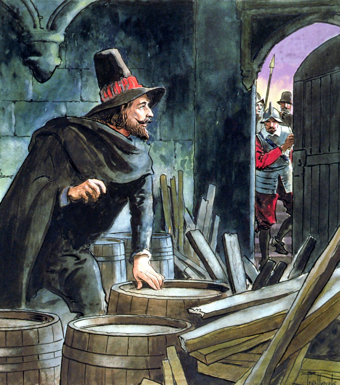 Guy Fawkes, akit a puskaporos összeesküvés előkészítésén kaptak, 1605 c1900 alkotó: Trelleek
