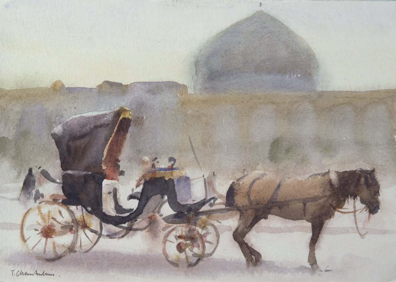 Ló és kocsi, Naghshe Jahan tér, Isfahan (wc papíron) alkotó: Trevor Chamberlain