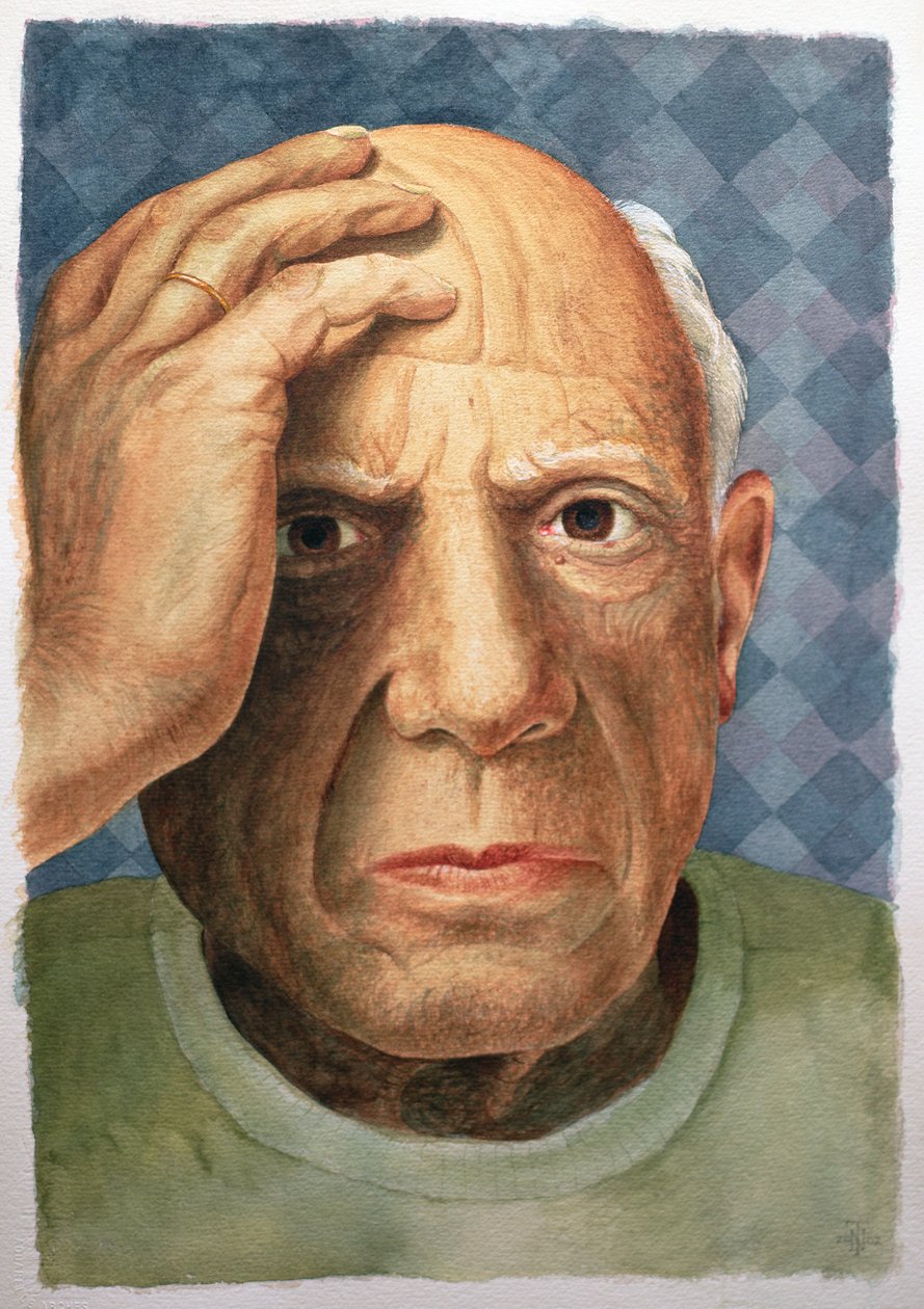 Picasso (1881-1973) (wc + testszín boltíves papíron) alkotó: Trevor Neal