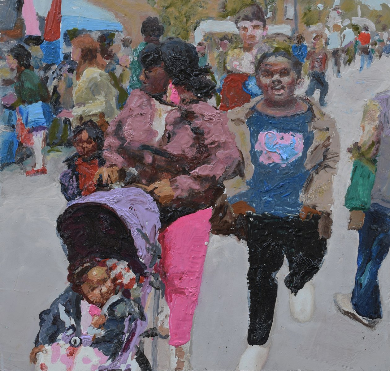Családi bevásárlás (Deptford, London), 2018 (olaj, tábla) alkotó: Trevor Burgess