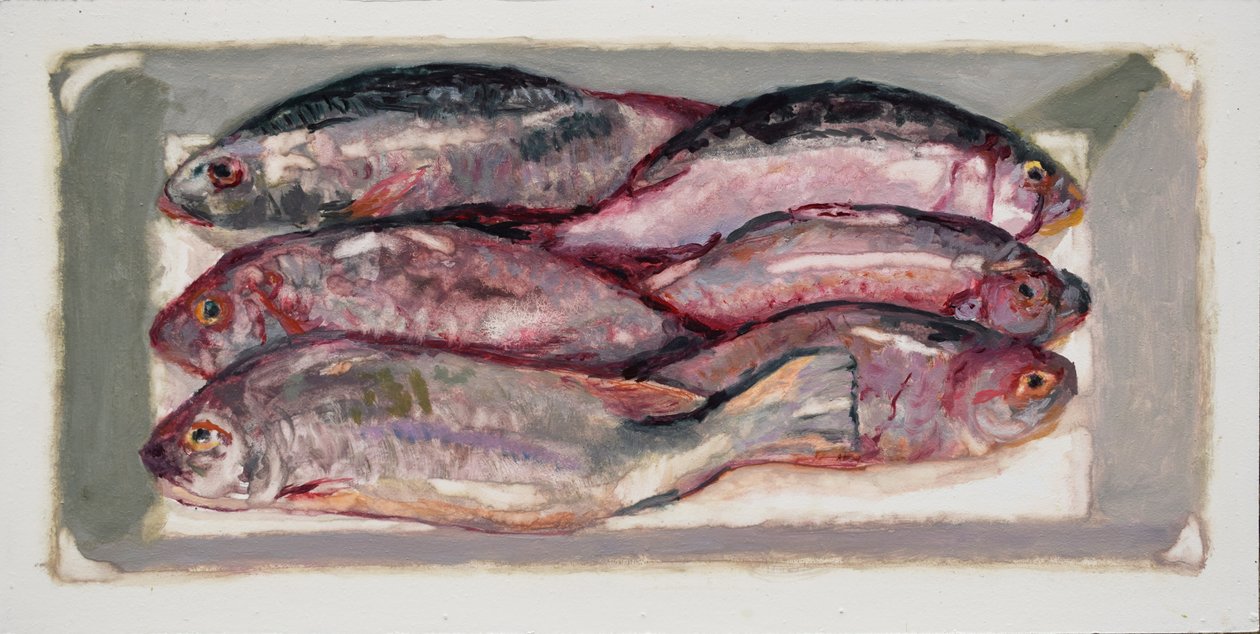 Fish crate 1 (Billingsgate, London), 2016 (olaj, tábla) alkotó: Trevor Burgess