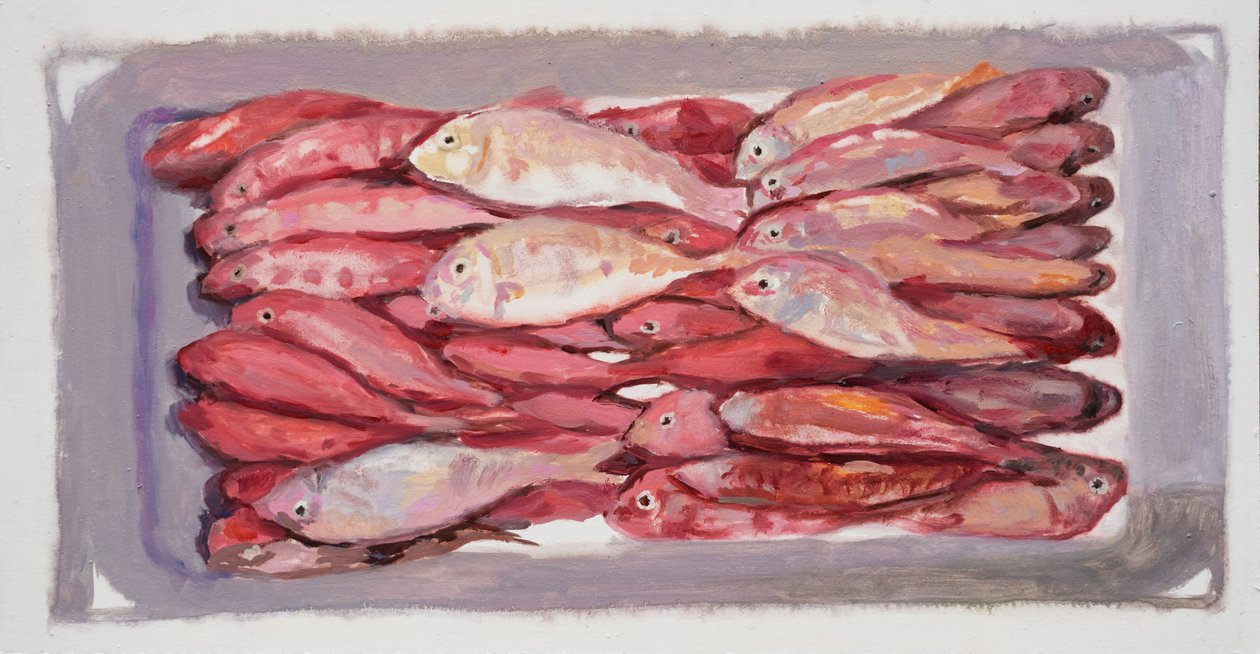 Fish crate 4 (Billingsgate, London), 2016 (olaj, karton) alkotó: Trevor Burgess