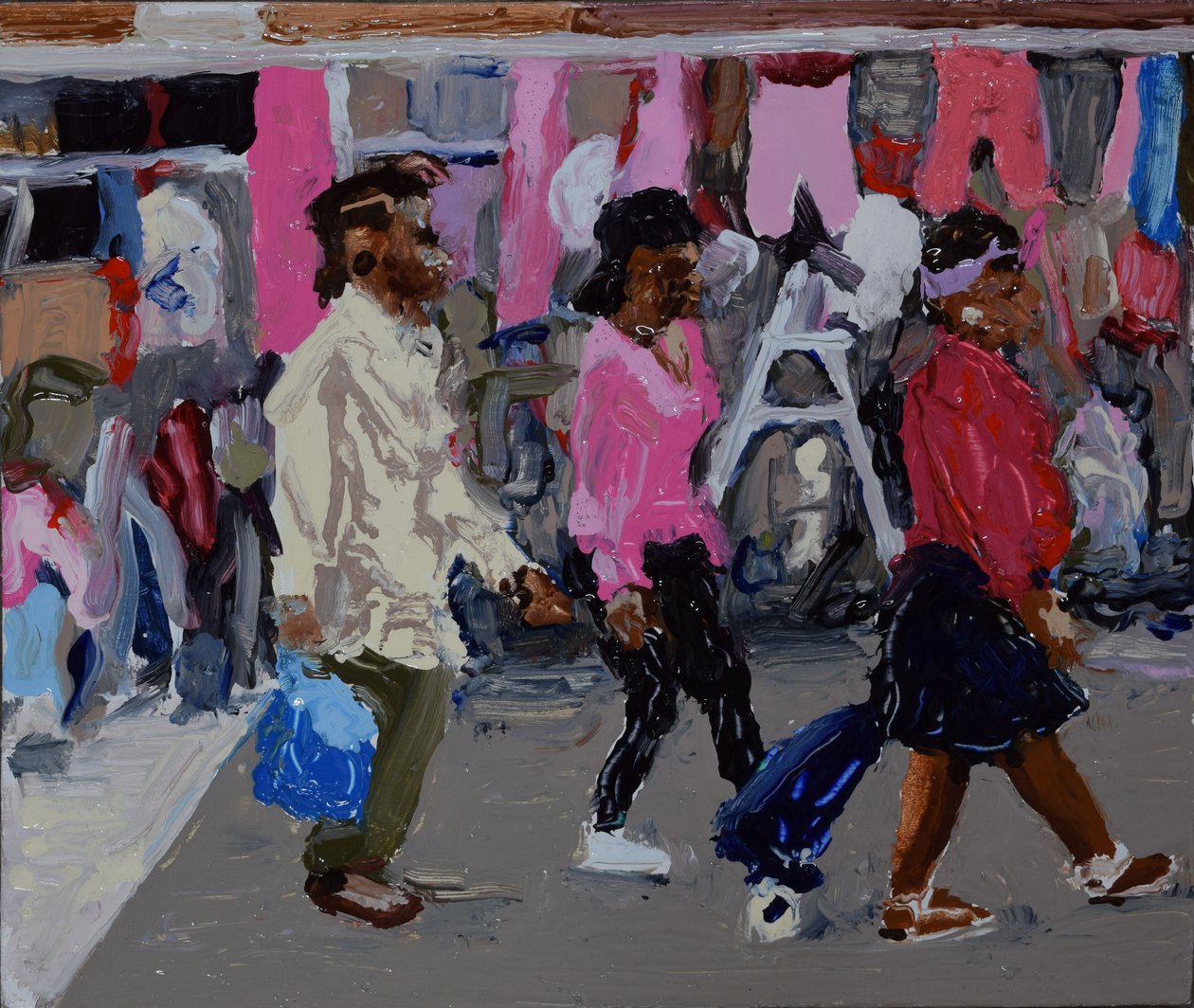 Market shoppers (Deptford, London), 2018 (olaj, tábla) alkotó: Trevor Burgess