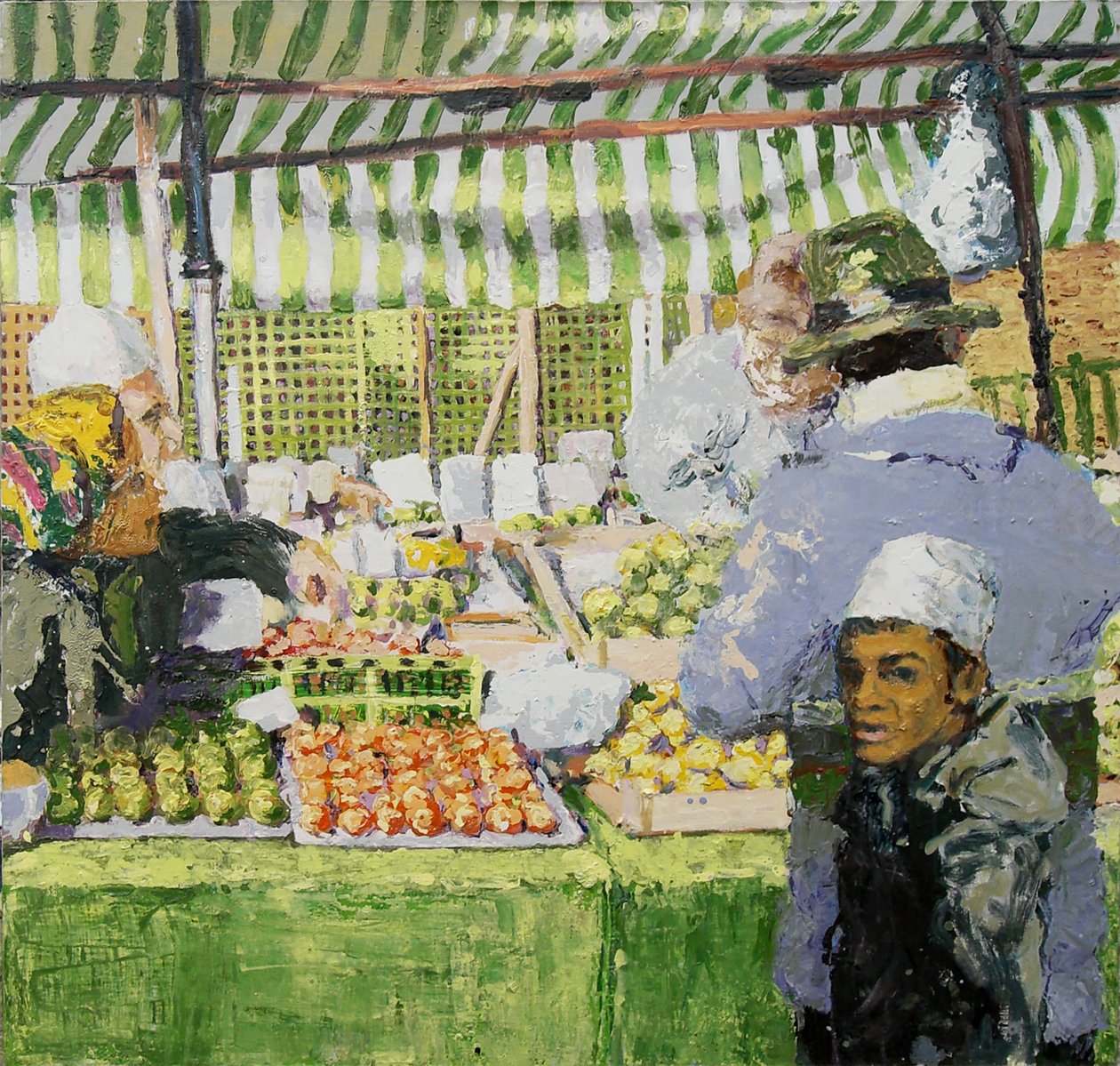 Piaci bódé (Ridley Road, London), 2003 (olaj, vászon) alkotó: Trevor Burgess