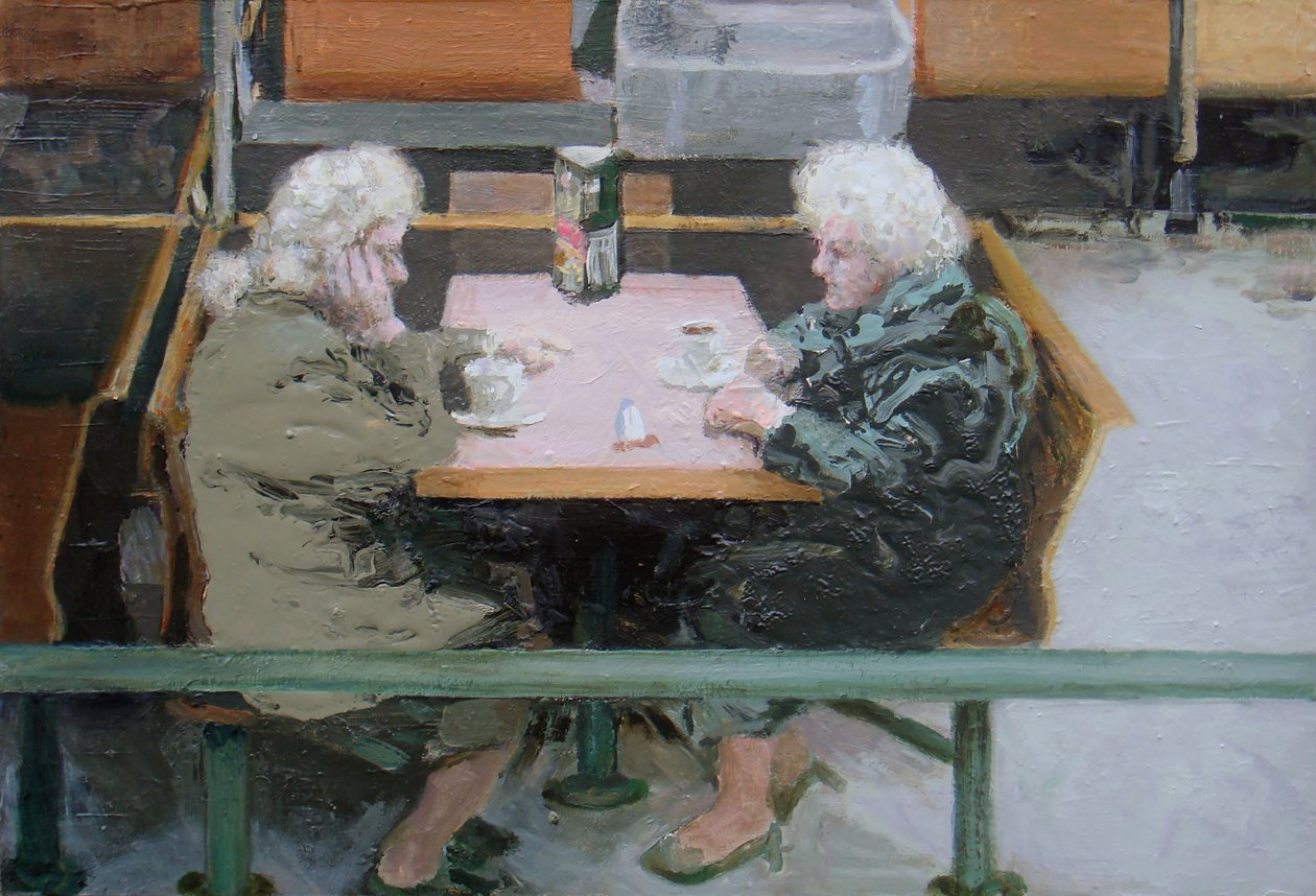 Over a cuppa, 2010 (olaj, tábla) alkotó: Trevor Burgess