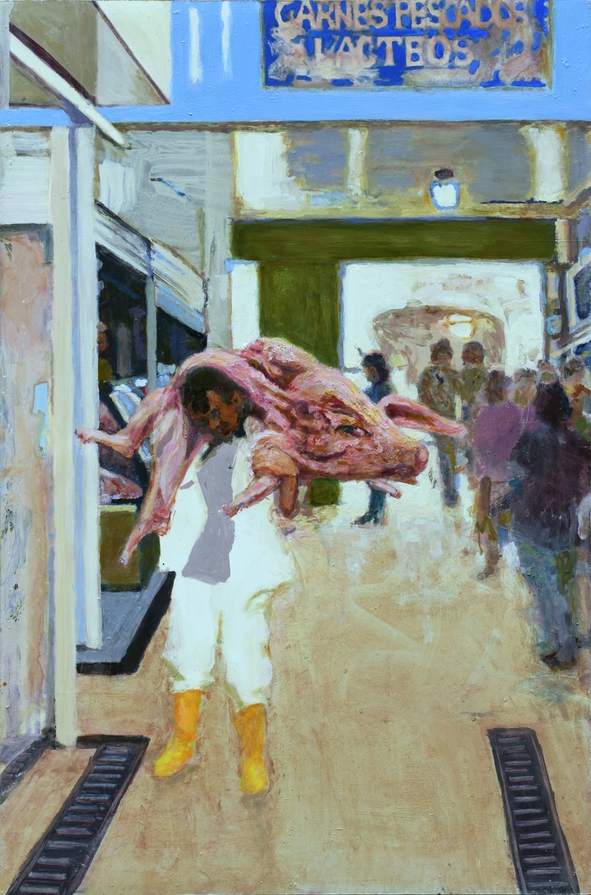Disznó a szalonnához (Bogotá, Kolumbia), 2015 (olaj, tábla) alkotó: Trevor Burgess