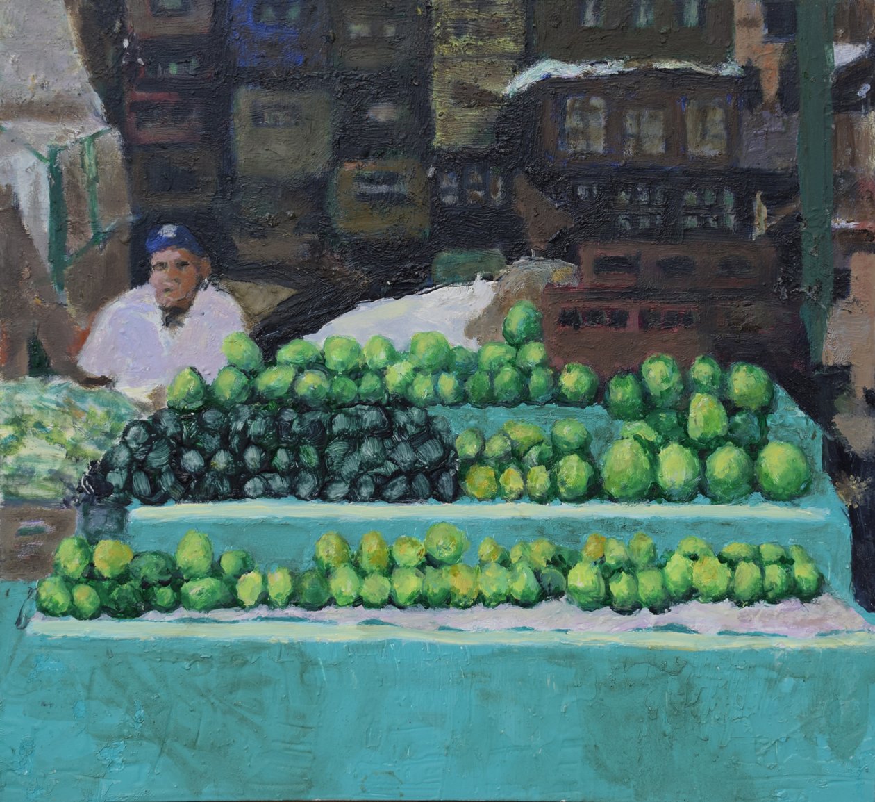 Mangó és avokádó árusítása (Bogotá, Kolumbia), 2016 (olaj, tábla) alkotó: Trevor Burgess