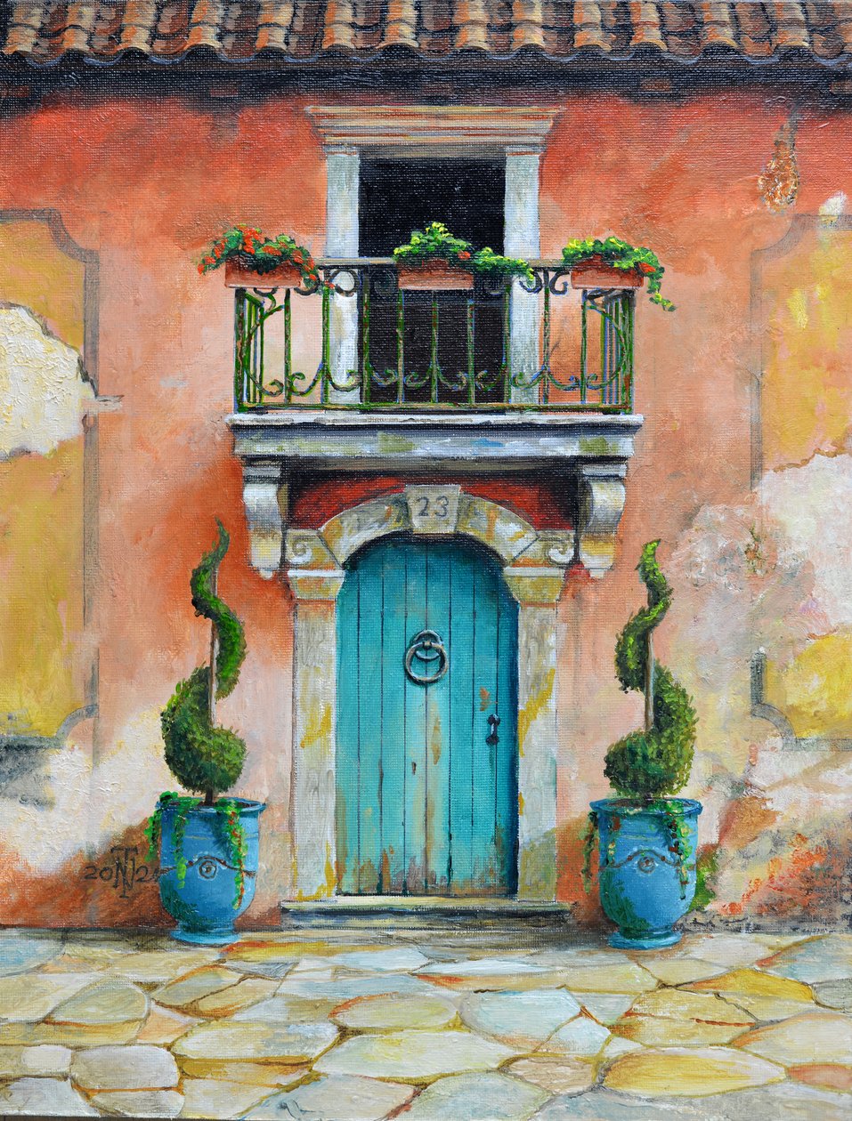 Anduze Planters, Aix-en -Provence, Franciaország, 2024 (olaj, tábla) alkotó: Trevor Neal
