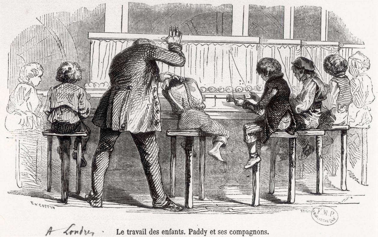 Orsókon dolgozó gyerekek Londonban, Paddy és társai, a „Le Musée des Familles”-ből, 1848 alkotó: Trichon