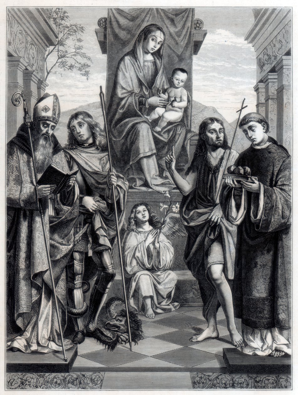 Madonna a szentekkel körülvett trónon ül, c1494-1517 1870 alkotó: Trichon