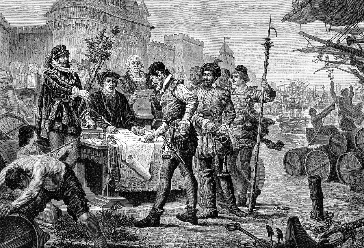 A ciprusfa ősi díjának kifizetése, Bordeaux, Franciaország, 1453 1882-1884 alkotó: Trichon