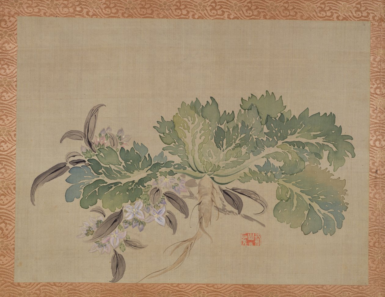 Tuberózsa, 1851 (akvarell, selyem) alkotó: Tsubaki Chinzan