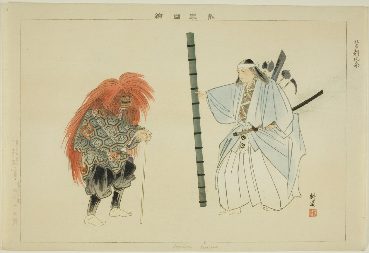 Asahina (Kyogen), a "Pictures of No Performances (Nogaku Zue)" sorozatból alkotó: Tsukioka Kogyo