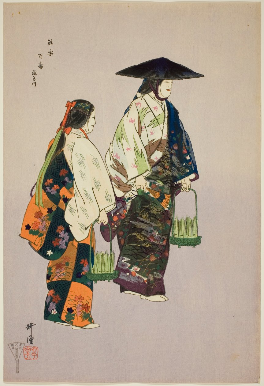 Asukagawa, a "One Hundred No Dramas (Nogaku hyakuban)" sorozatból. alkotó: Tsukioka Kogyo