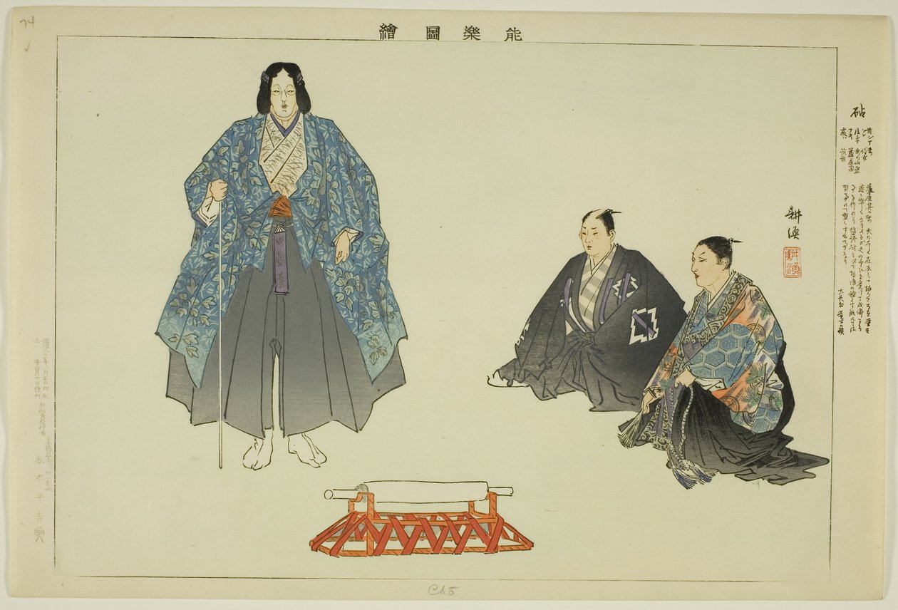 Cho (Ryo?), a "Pictures of No Performances (Nogaku Zue)" sorozatból alkotó: Tsukioka Kogyo
