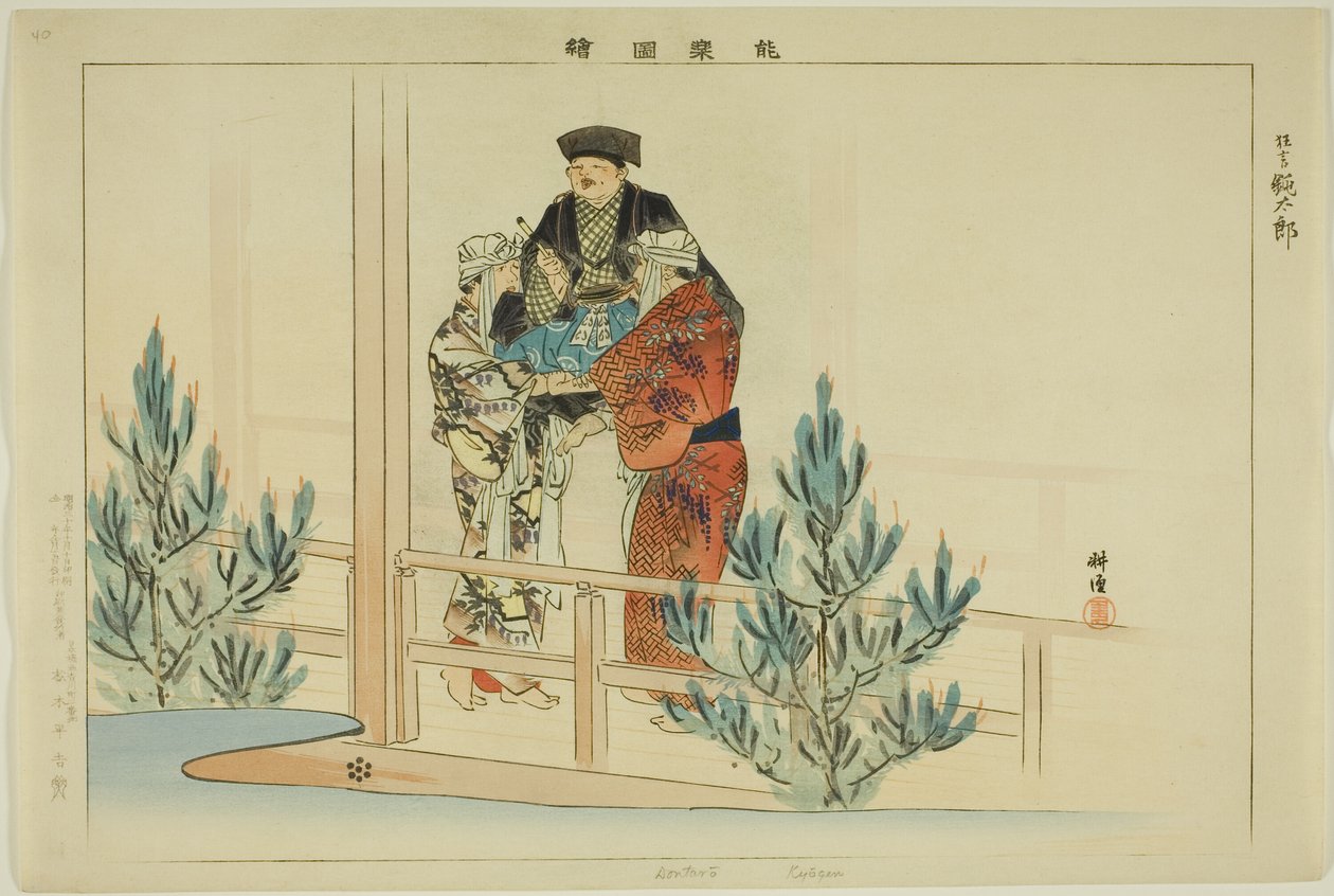 Dontaro (Kyogen), a "Pictures of No Performances (Nogaku Zue)" sorozatból alkotó: Tsukioka Kogyo