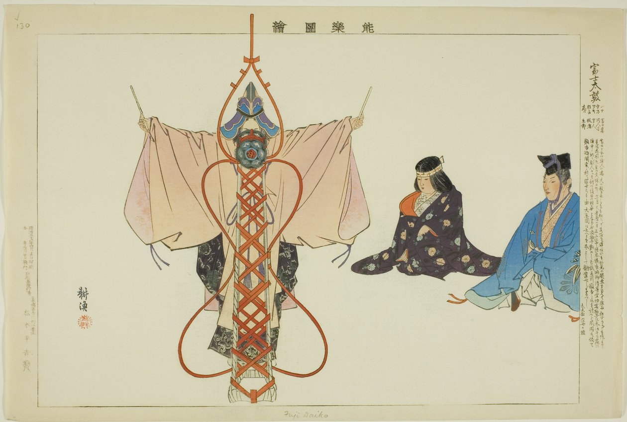 Fuji Taiko, a "Pictures of No Performances (Nogaku Zue)" sorozatból alkotó: Tsukioka Kogyo