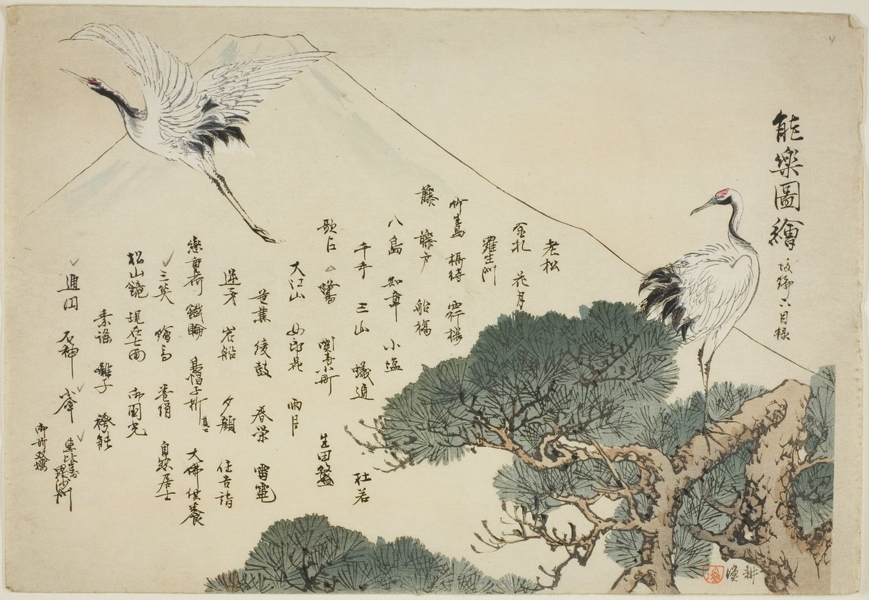 Tárgymutató, .151-.200 (2. kötet) nyomtat, a "Pictures of No Performances (Nogaku Zue)" sorozatból alkotó: Tsukioka Kogyo
