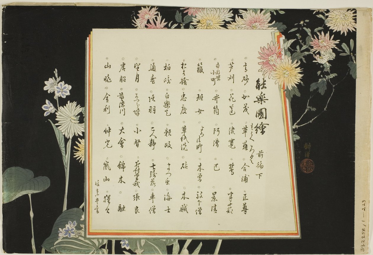 Tárgymutató, .51-.100 (1. kötet) nyomtat, a "Pictures of No Performances (Nogaku Zue)" sorozatból alkotó: Tsukioka Kogyo