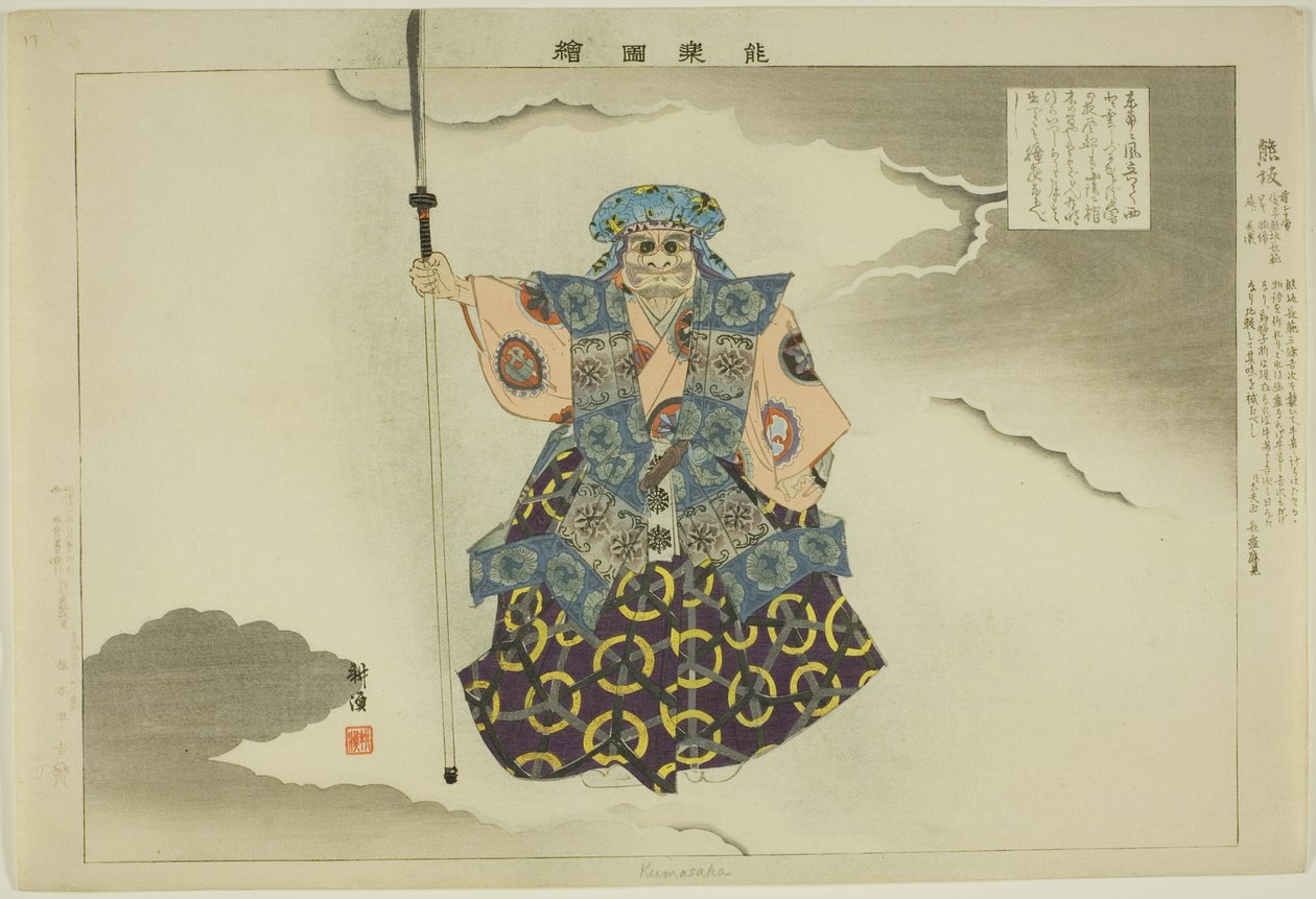 Kumasaka, a "Pictures of No Performances (Nogaku Zue)" sorozatból alkotó: Tsukioka Kogyo