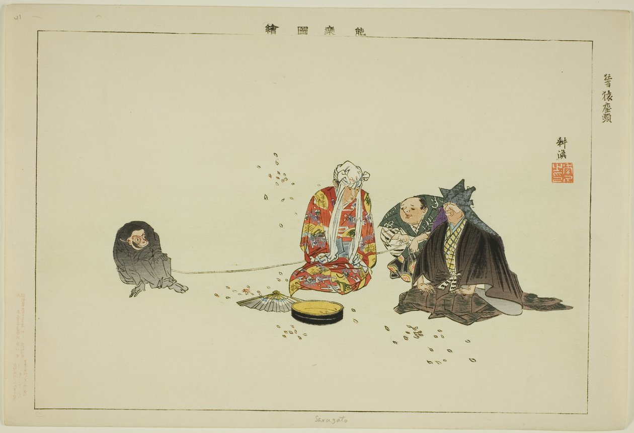 Sarusato, a "Pictures of No Performances (Nogaku Zue)" sorozatból alkotó: Tsukioka Kogyo