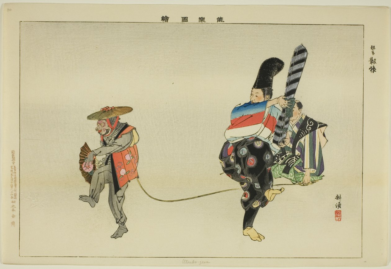 Utsubo-saru, a "Pictures of No Performances (Nogaku Zue)" sorozatból alkotó: Tsukioka Kogyo