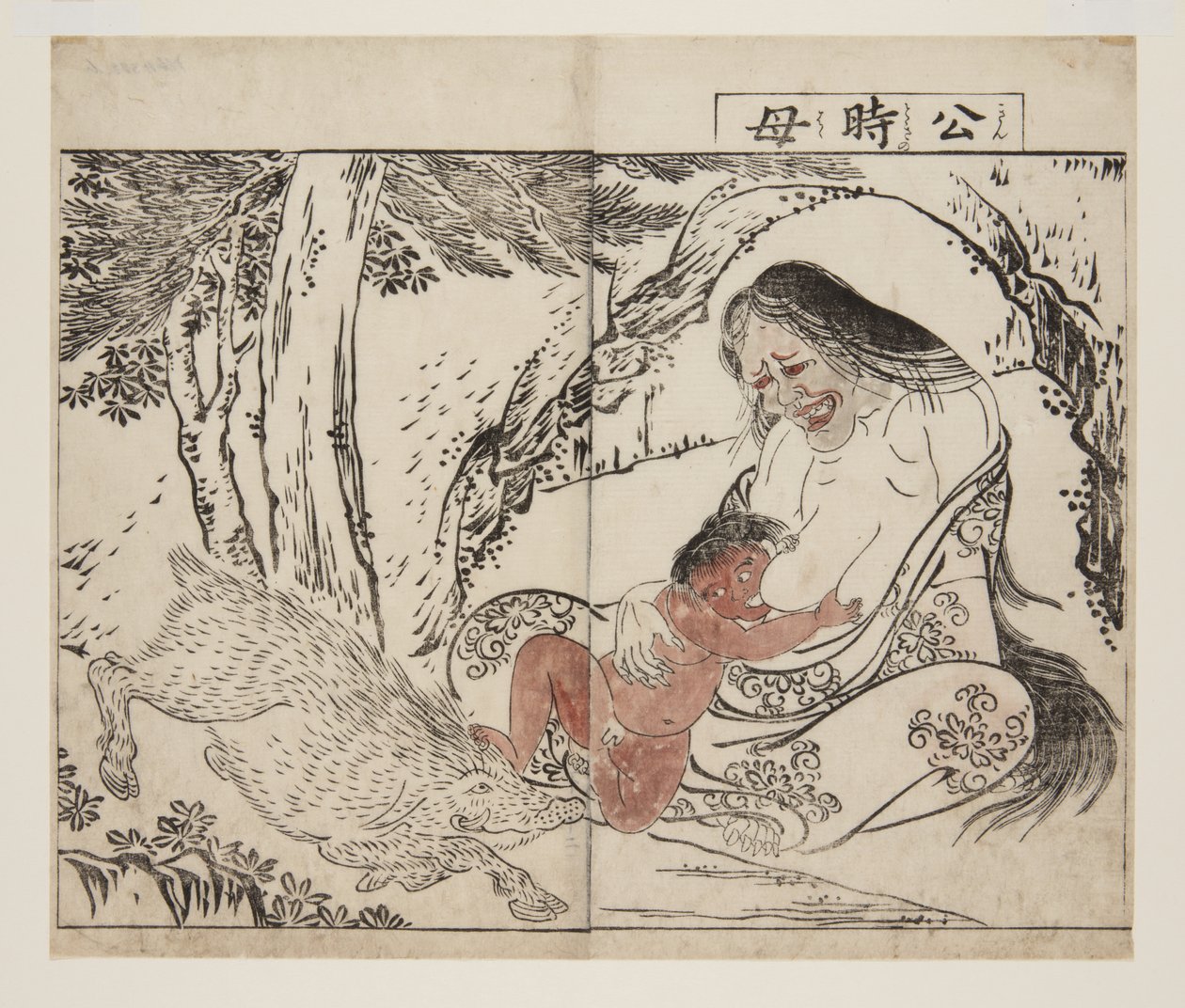 Kintoki anyja (Kintoki no Haha) (színes fatömbnyomat) alkotó: Tsukioka Settei