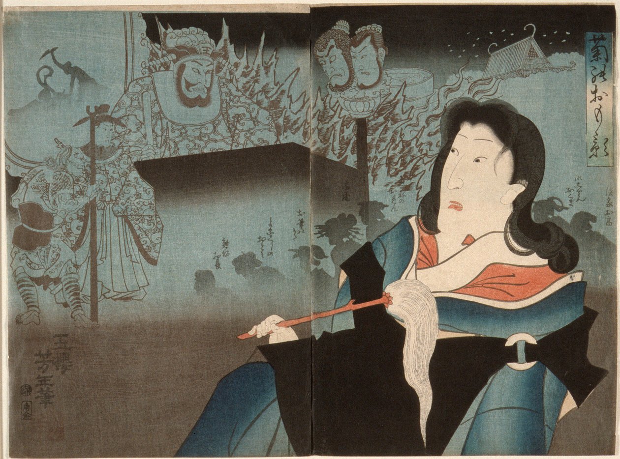 Onoe Kikugorō IV emlékportréja alkotó: Tsukioka Yoshitoshi