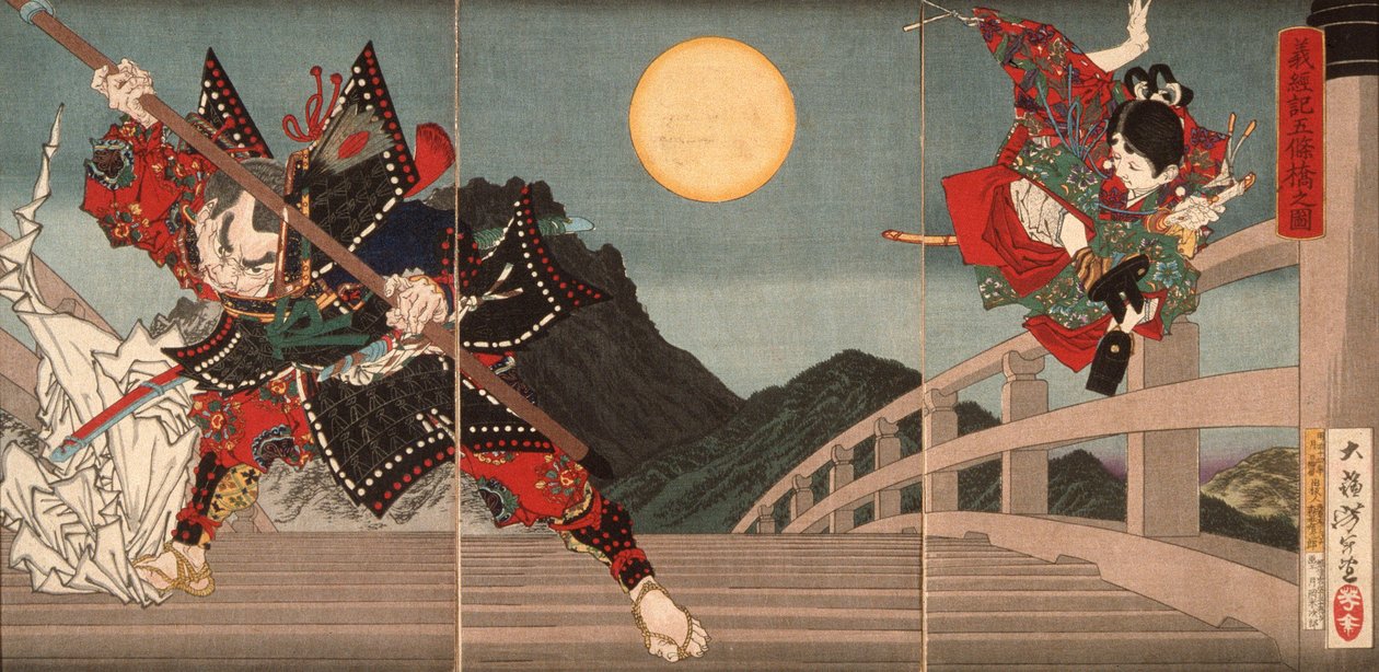 A Gojō híd, jelenet Josicune életéből alkotó: Tsukioka Yoshitoshi