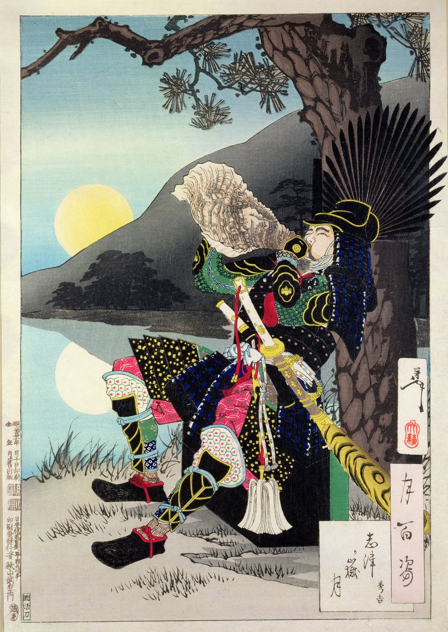 Hideyoshi kagylóhéjat fúj a 