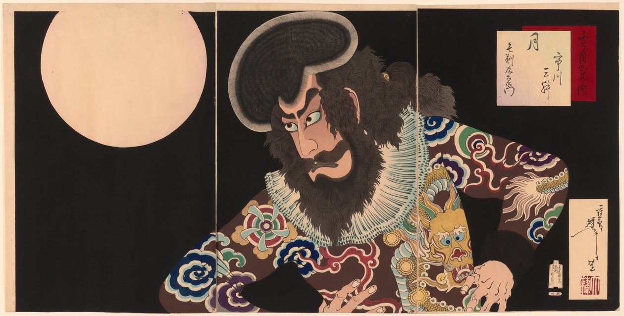Ichikawa Danjūrō ​​​​IX, mint Kezori Kuemon alkotó: Tsukioka Yoshitoshi