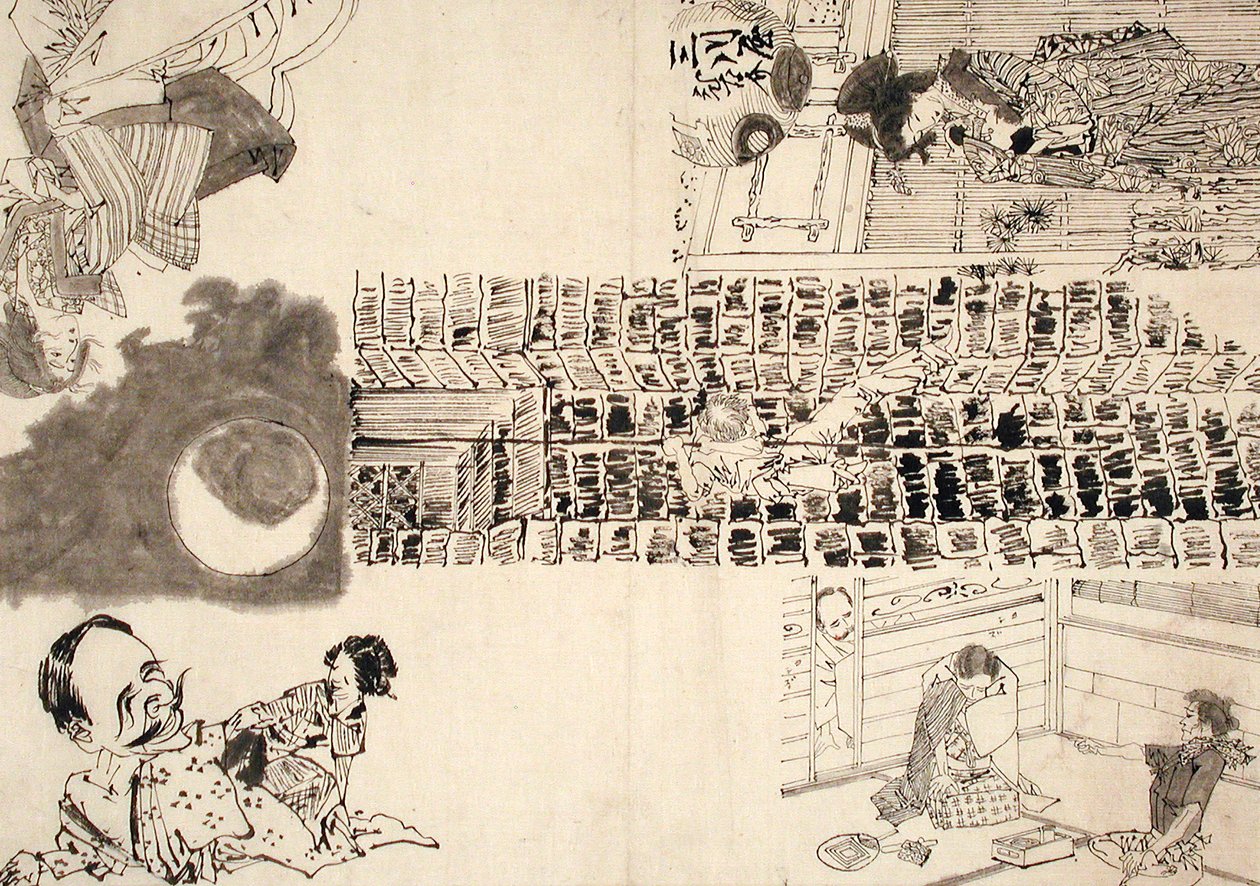 Előkészítő rajz melodrámák és paródiák illusztrációihoz alkotó: Tsukioka Yoshitoshi