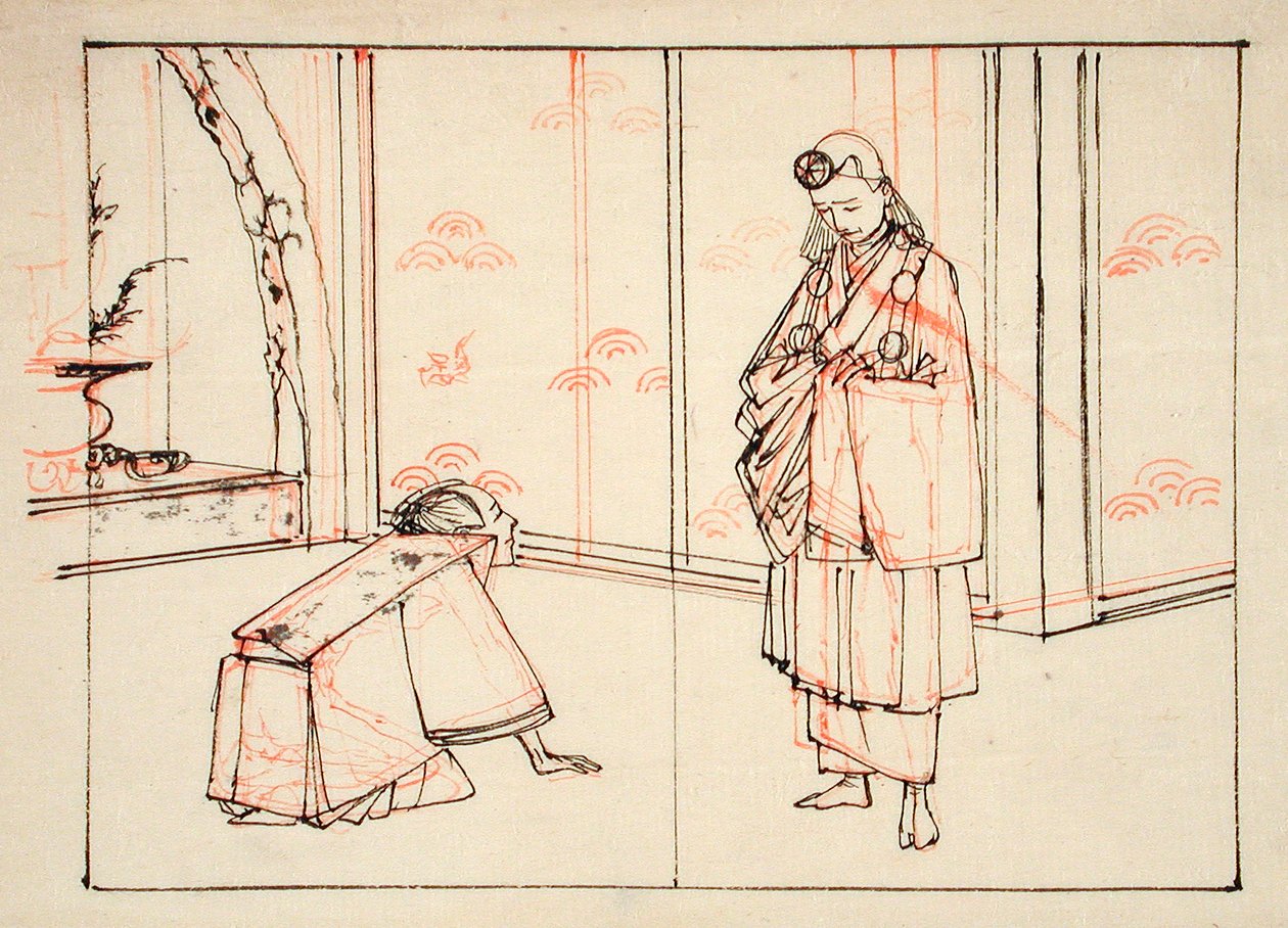 Előkészítő rajz a következő könyv illusztrációjához: Híres japán hadvezérek tükre alkotó: Tsukioka Yoshitoshi