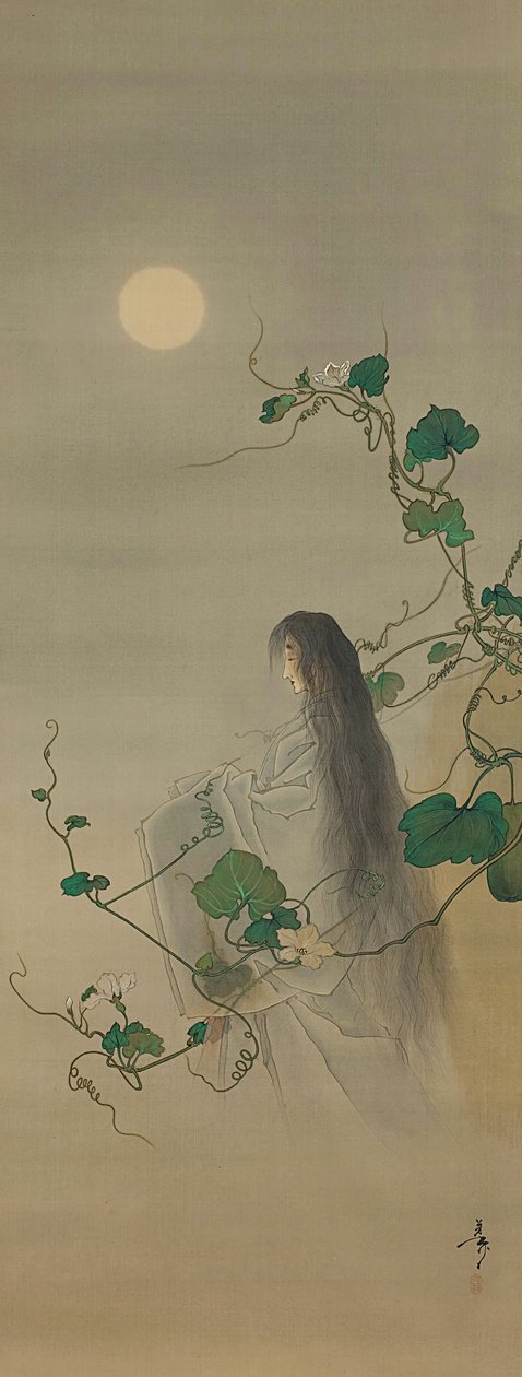 Az elhunyt Yugao szelleme a holdvirágszőlőben..., kb. 1892. alkotó: Tsukioka Yoshitoshi