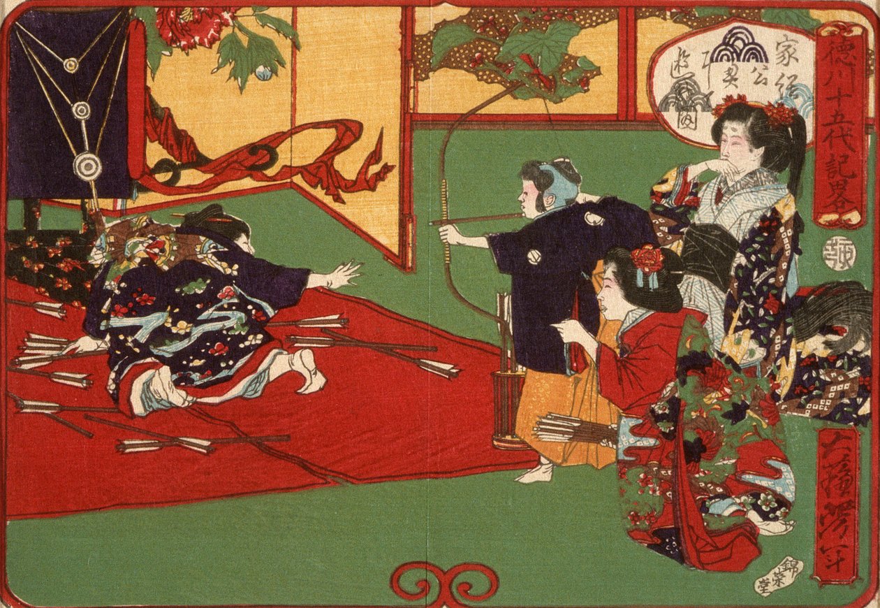 Tokugawa Ietsuga íjászat közben alkotó: Tsukioka Yoshitoshi