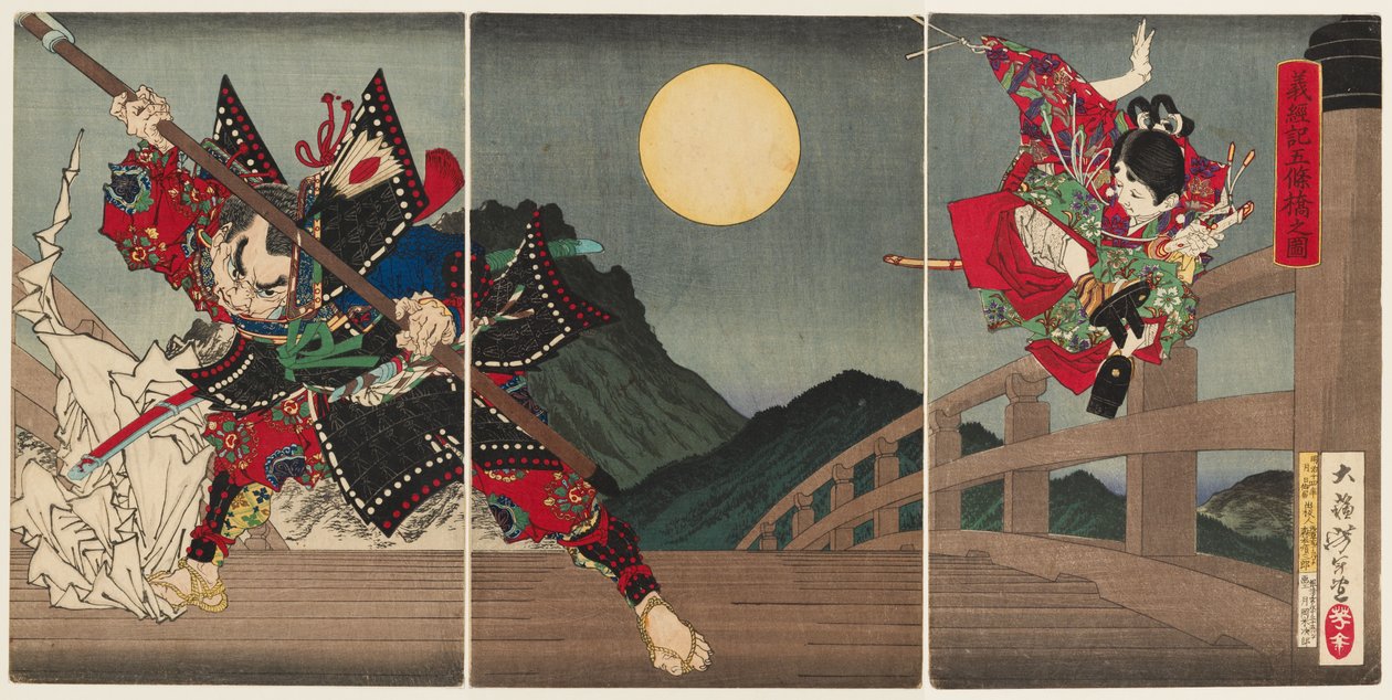 Yoshitsune és Benkei a Gojō hídnál alkotó: Tsukioka Yoshitoshi