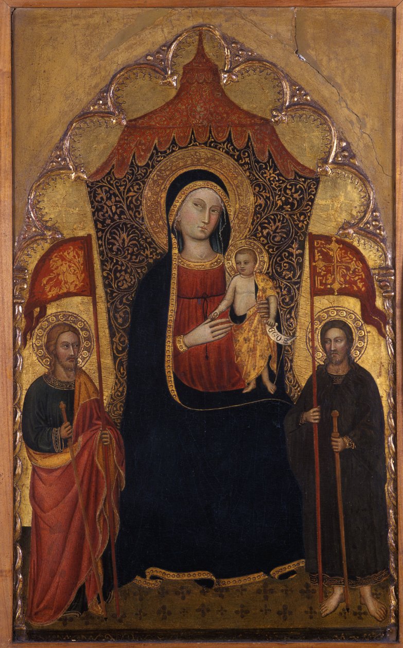Madonna és gyermeke trónoló idősebb Jákob apostollal és Szent Ranierivel, 1410-20 körül (tempera nyárfán) alkotó: Turino Vanni