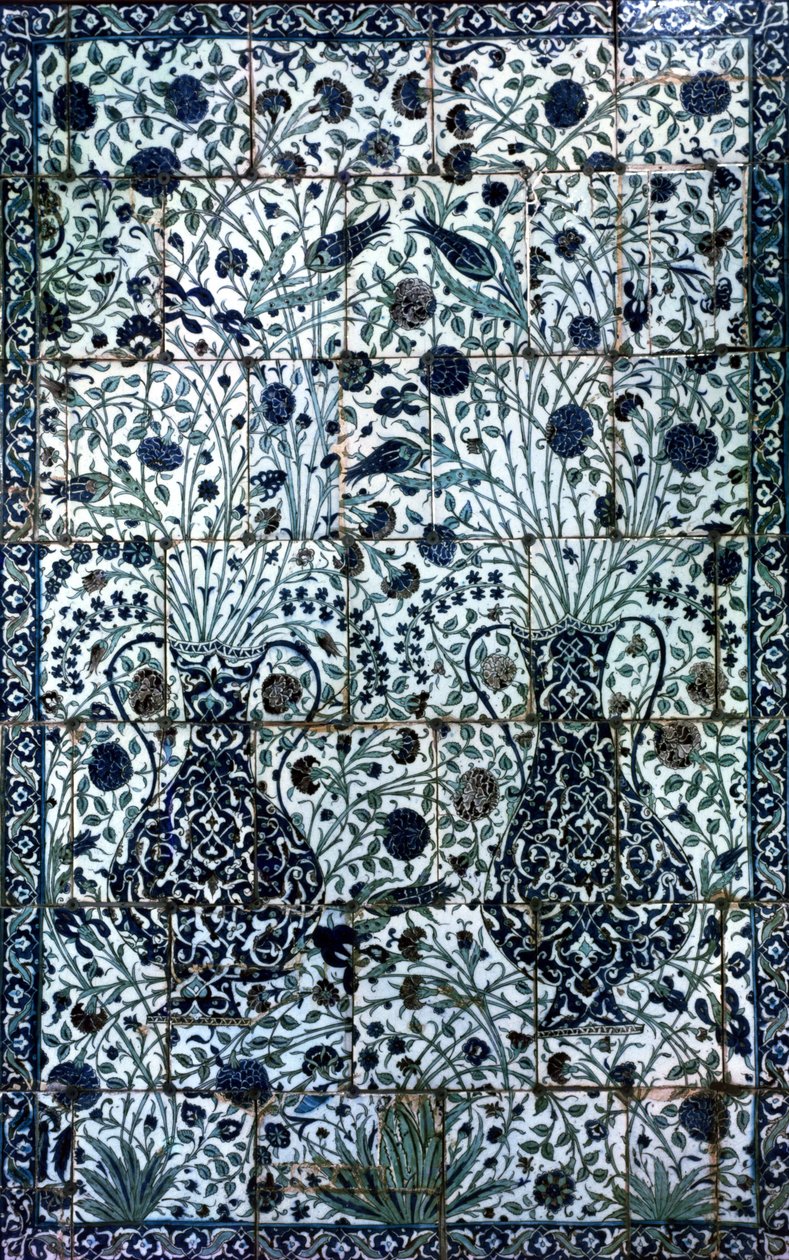 Dekoratív panel két vázával és virágokkal (fajansz) alkotó: Turkish School