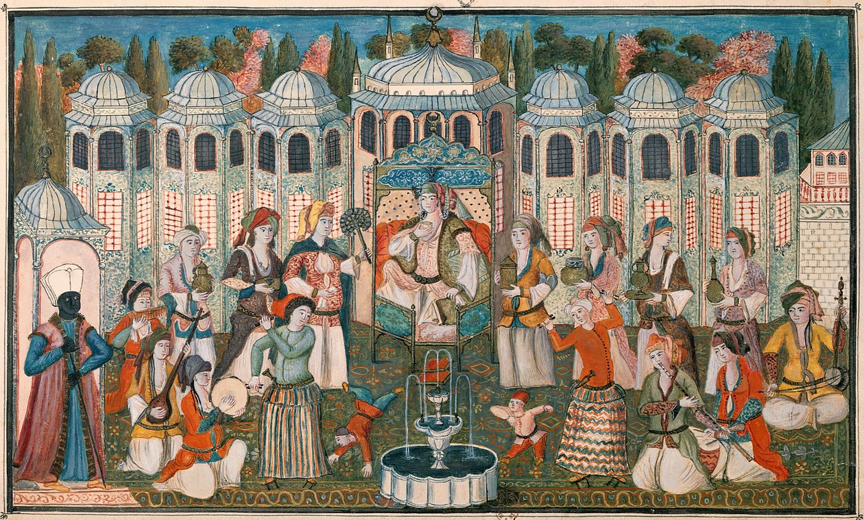 A Valide Sultana ünnepe Madame Girardin francia nagykövet jelenlétében (wc és gouache papíron) alkotó: Turkish School