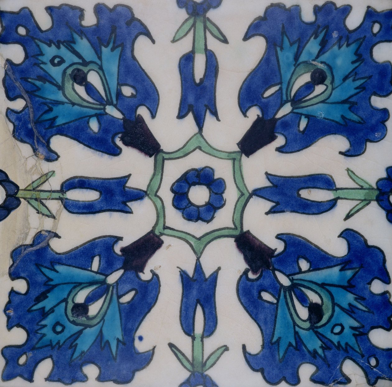 Iznik csempe virágmintával (cserép, színes alátéttel) alkotó: Turkish School