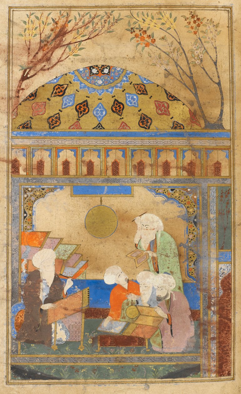 Nasireddin csillagvizsgálója Meragában. Nasireddin Tusi (megh. 1274) és a négy ember, akik felállították a csillagvizsgálót. alkotó: Turkish School