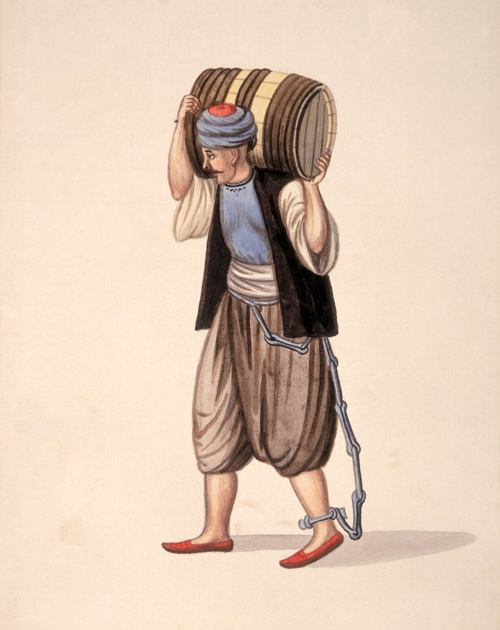 Láncos fogoly, oszmán kor, 18. század harmadik negyede (wc papíron) alkotó: Turkish School
